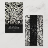 PixDezines Zwart+Wit Bellissimo  Damask Visitekaartje (Voorkant / Achterkant)