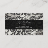 PixDezines Zwart+Wit Bellissimo  Damask Visitekaartje (Achterkant)
