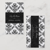 PixDezines Zwart+Wit Céleste Damask Visitekaartje (Voorkant / Achterkant)