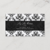 PixDezines Zwart+Wit Céleste Damask Visitekaartje (Achterkant)