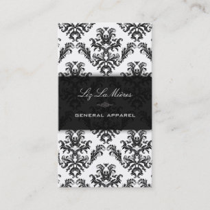PixDezines Zwart+Wit Céleste  Damask Visitekaartje
