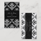 PixDezines Zwart+Wit Céleste Damask Visitekaartje (Voorkant / Achterkant)