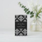 PixDezines Zwart+Wit Céleste Damask Visitekaartje (Staand voorkant)
