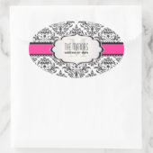 PixDezines Zwart+Wit Céline Damask/DIY kleur Ovale Sticker (Tas)