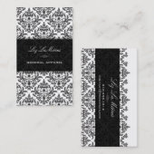 PixDezines Zwart+Wit Céline  Damask Visitekaartje (Voorkant / Achterkant)
