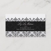 PixDezines Zwart+Wit Céline  Damask Visitekaartje (Achterkant)