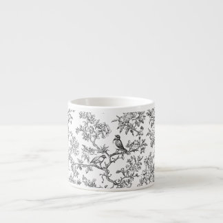 PixDezines Zwart Wit Chinoiserie, Vogel Pioenrozen Espresso Kop