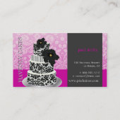 PixDezines Zwart+Wit damast taart/pâtisserie Visitekaartje (Achterkant)