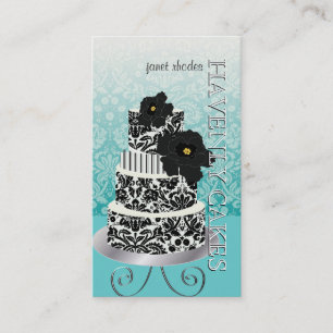 PixDezines Zwart+Wit damast taart/pâtisserie Visitekaartje