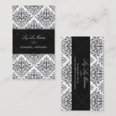 PixDezines Zwart+Wit Étienne Damask Visitekaartje (Voorkant / Achterkant)