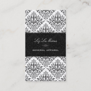PixDezines Zwart+Wit Étienne  Damask Visitekaartje