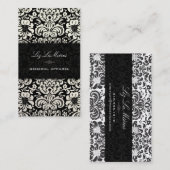 PixDezines Zwart+Wit Fidora  Damask Visitekaartje (Voorkant / Achterkant)