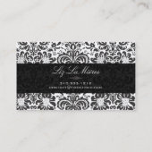 PixDezines Zwart+Wit Fidora  Damask Visitekaartje (Achterkant)