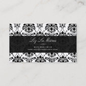 PixDezines Zwart+Wit Florentius  Damask Visitekaartje (Achterkant)