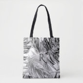 PixDezines zwart + wit groen, tropische monsters Tote Bag (Voorkant)