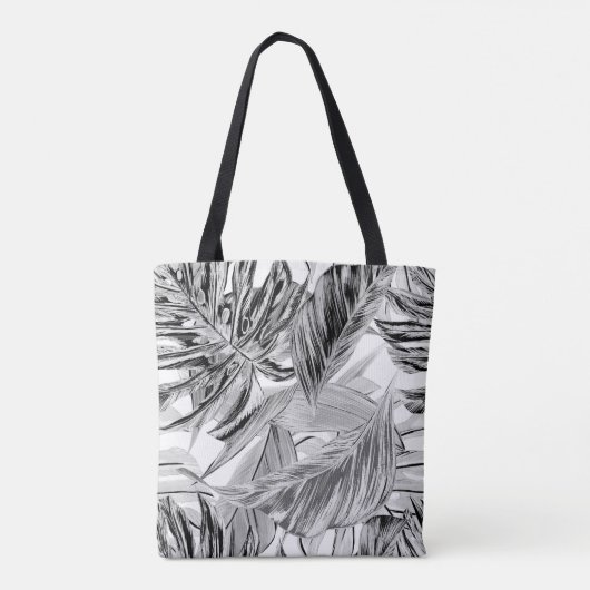 PixDezines zwart + wit groen, tropische monsters Tote Bag (Achterkant)