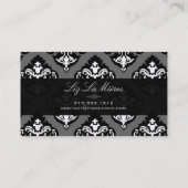 PixDezines Zwart+Wit Olivia Damask Visitekaartje (Achterkant)