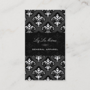 PixDezines Zwart+Wit Olivia Damask Visitekaartje