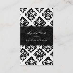 PixDezines Zwart+Wit Olivia Damask Visitekaartje