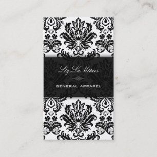 PixDezines Zwart+Wit Pique  Damask Visitekaartje