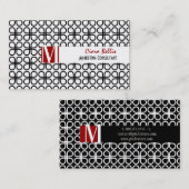 PixDezines Zwart+Wit Retro Clovers Visitekaartje (Voorkant / Achterkant)