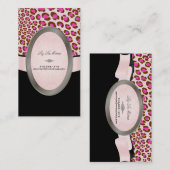 PixDezines Zwart, Wit, Roze Luipaard vlekken Visitekaartje (Voorkant / Achterkant)