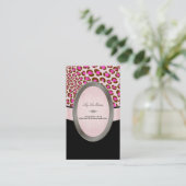 PixDezines Zwart, Wit, Roze Luipaard vlekken Visitekaartje (Staand voorkant)