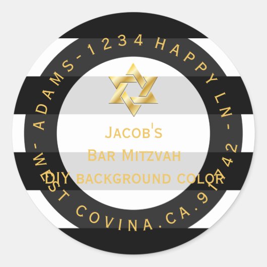 PixDezines zwart + wit strepen mitswa terug toevoe Ronde Sticker (Voorkant)