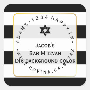 PixDezines zwart + wit strepen mitswa terug toevoe Vierkante Sticker