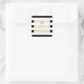 PixDezines zwart + wit strepen mitswa terug toevoe Vierkante Sticker (Tas)