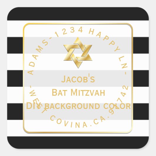 PixDezines zwart + wit strepen mitswa terug toevoe Vierkante Sticker (Voorkant)