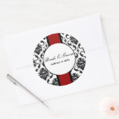 PixDezines zwart+wit vendome damast, doe-het-zelf  Ronde Sticker (Envelop)