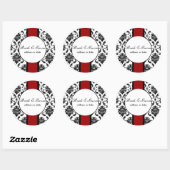 PixDezines zwart+wit vendome damast, doe-het-zelf  Ronde Sticker (Vel)