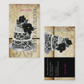 PixDezines  Zwarte damast taart/pâtisserie Visitekaartje (Voorkant / Achterkant)