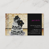 PixDezines  Zwarte damast taart/pâtisserie Visitekaartje (Achterkant)