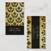 PixDezines zwarte firenze damast Visitekaartje (Voorkant / Achterkant)