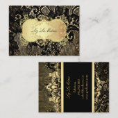 PixDezines ZWARTE LACE/FAUX PARCHMENT Visitekaartje (Voorkant / Achterkant)