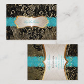 PixDezines  ZWARTE LACE/FAUX PARCHMENT Visitekaartje (Voorkant / Achterkant)