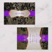 PixDezines  ZWARTE LACE/FAUX PARCHMENT Visitekaartje (Voorkant / Achterkant)