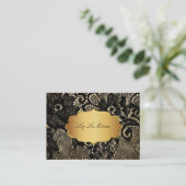PixDezines ZWARTE LACE/FAUX PARCHMENT Visitekaartje (Staand voorkant)