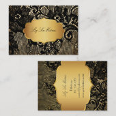 PixDezines ZWARTE LACE/FAUX PARCHMENT Visitekaartje (Voorkant / Achterkant)