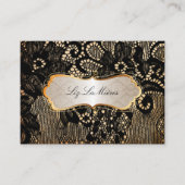 PixDezines  ZWARTE LACE/FAUX PARCHMENT Visitekaartje (Voorkant)