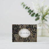 PixDezines ZWARTE LACE/FAUX PARCHMENT Visitekaartje (Staand voorkant)