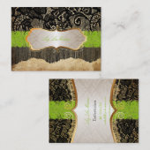 PixDezines  ZWARTE LACE/FAUX PARCHMENT Visitekaartje (Voorkant / Achterkant)