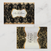 PixDezines  ZWARTE LACE/FAUX PARCHMENT Visitekaartje (Voorkant / Achterkant)