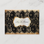 PixDezines  ZWARTE LACE/FAUX PARCHMENT Visitekaartje (Voorkant)