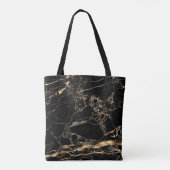 PixDezines ZWARTE MARBLE+FAUX GOLD VEINS Tote Bag (Achterkant)