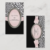 PixDezines Zwarte, Roze, Witte Luipaardvlekken Visitekaartje (Voorkant / Achterkant)