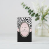 PixDezines Zwarte, Roze, Witte Luipaardvlekken Visitekaartje (Staand voorkant)