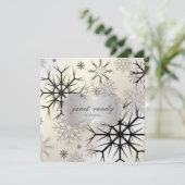 PixDezines ZWARTE SNOWFLAKS/WINTER WEDDING Kaart (Staand voorkant)